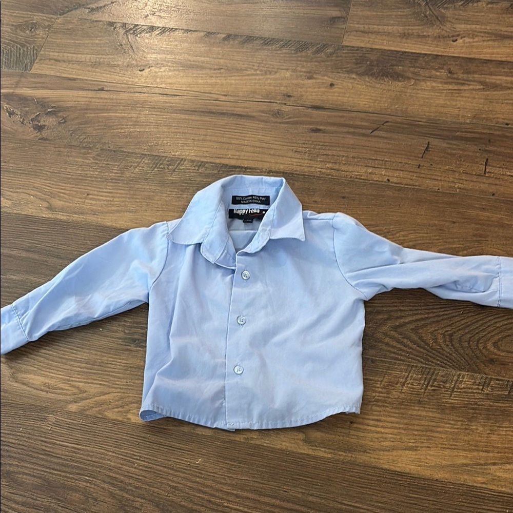 Blue Button Down Shirt with Classic Collar and Long Sleeves